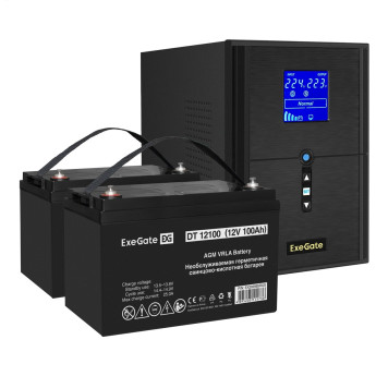 Комплект EXEGATE ИБП EX295989RUS + батарея 100Aч EX282985RUS 2шт